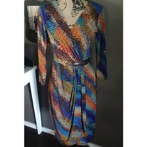 London Times Faux Wrap Dress Sz 6